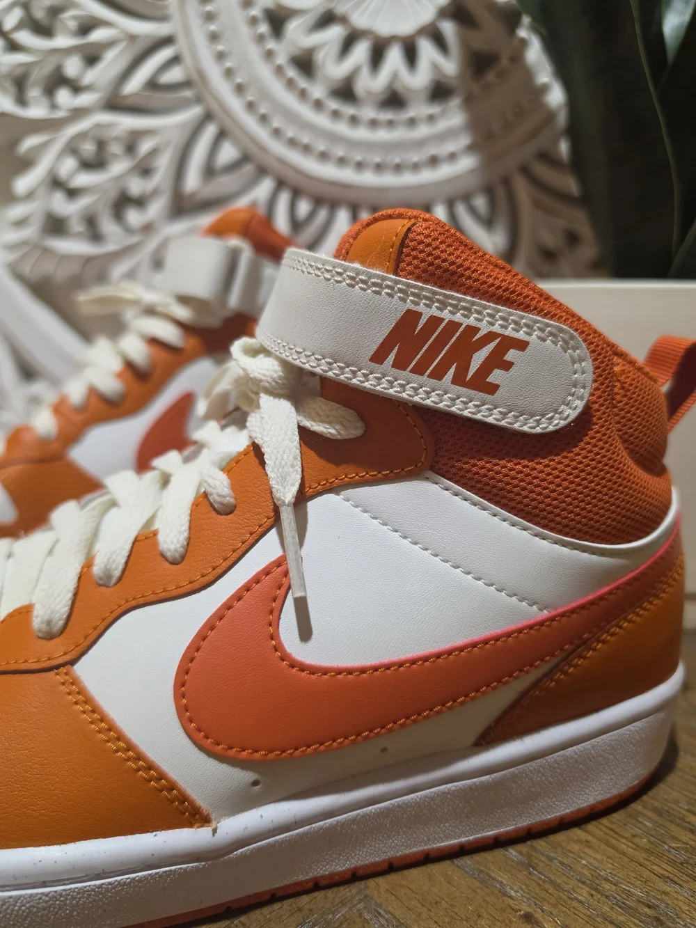 Nike Kids' Orange and White High-Top Sneakers 7Y NWOT